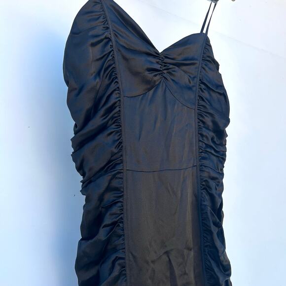 Vintage Y2K Betsey Johnson Black Strappy Silk Cocktail Club Slip Dress 4 - Picture 5 of 10